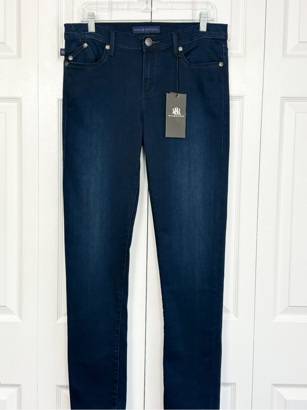 NWT Rock & Republic Dark Wash Blue Denim Low-Rise Slim Berlin Jeans 12